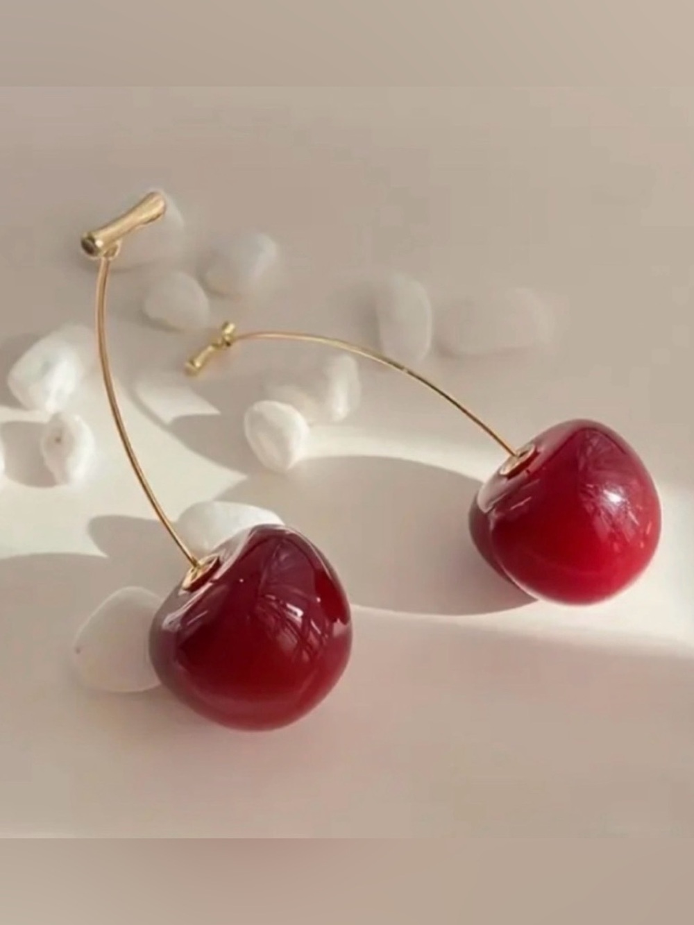 Cherry Red Earrings Beautiful Gift - Picture 5 of 7